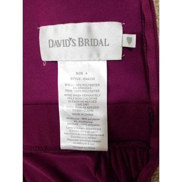 DAVID'S BRIDAL ~Women's Size 4~Red Grapes Formal Prom Cocktail Dress. - Picture 2 of 9